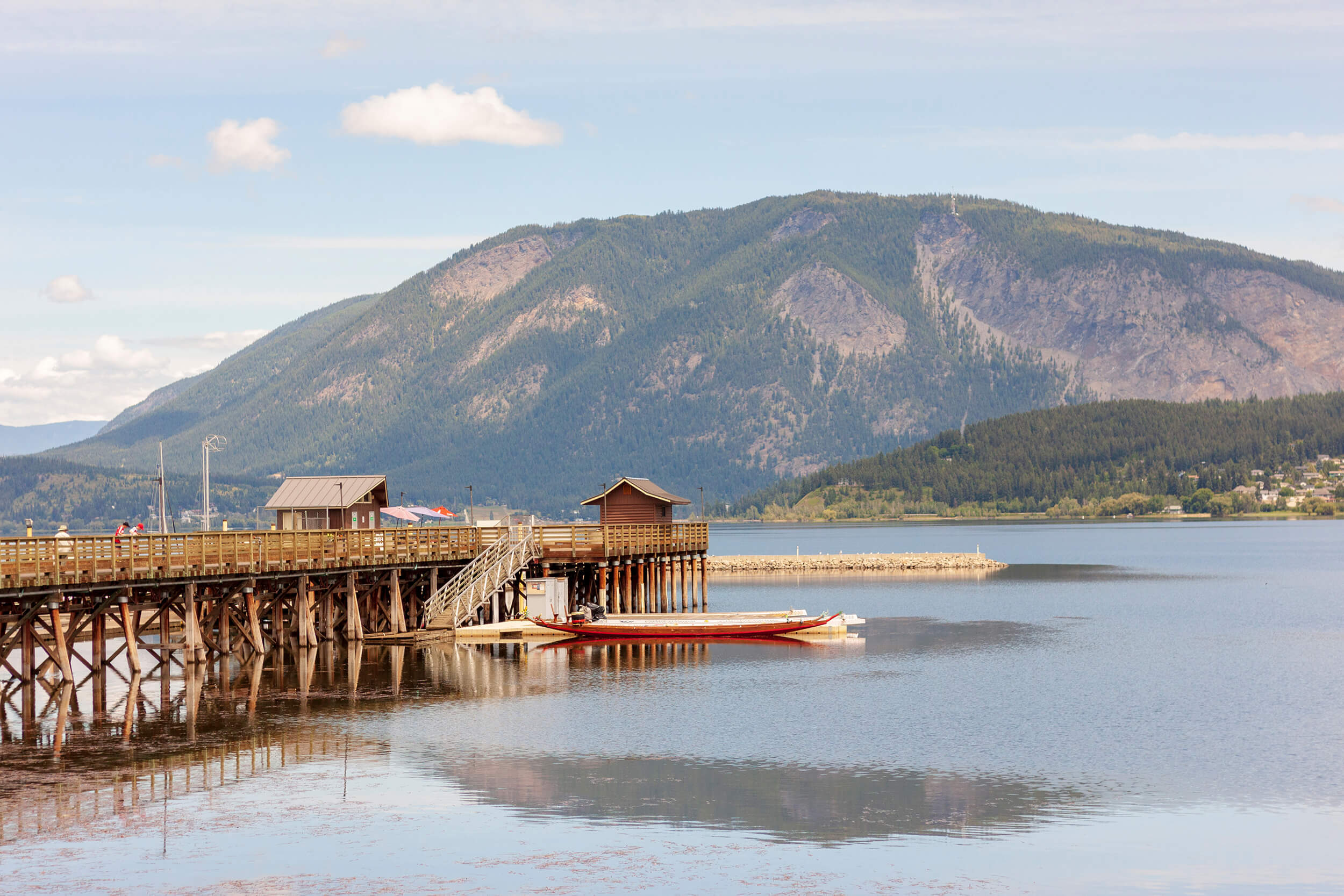 View of a dock over Shuswap Lake in Central British Columbia